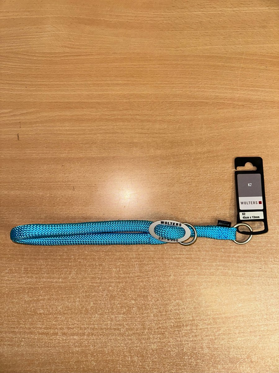 Wolters K2 slip halsband nylon 45cm x 13mm neon blauw