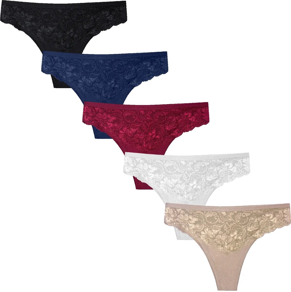 Dames Slip - Brazilian Slip - Organisch Katoen - 5-Pack - Maat XL - Mix Kleur | Dames String | Dames Ondergoed |
