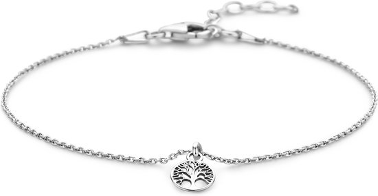 New Bling 9NB-1347 Bracelet avec pendentif en Argent - Arbre de Vie - 7mm - Lien d'ancrage - 1mm - 18+3cm - Rhodié - Argent