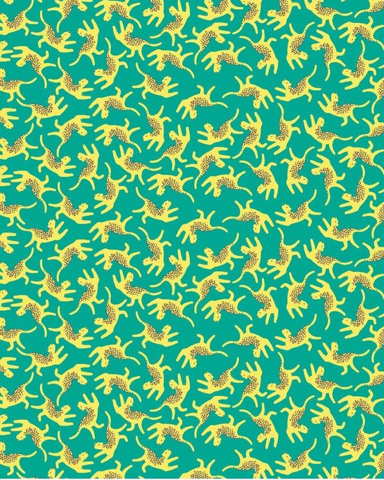 Decopatch papier Luipaard groen en geel FLUO