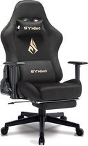 Bol.com Symino Gaming Stoel 200 kg – Voetensteun & 150° Kantel – Zwart aanbieding