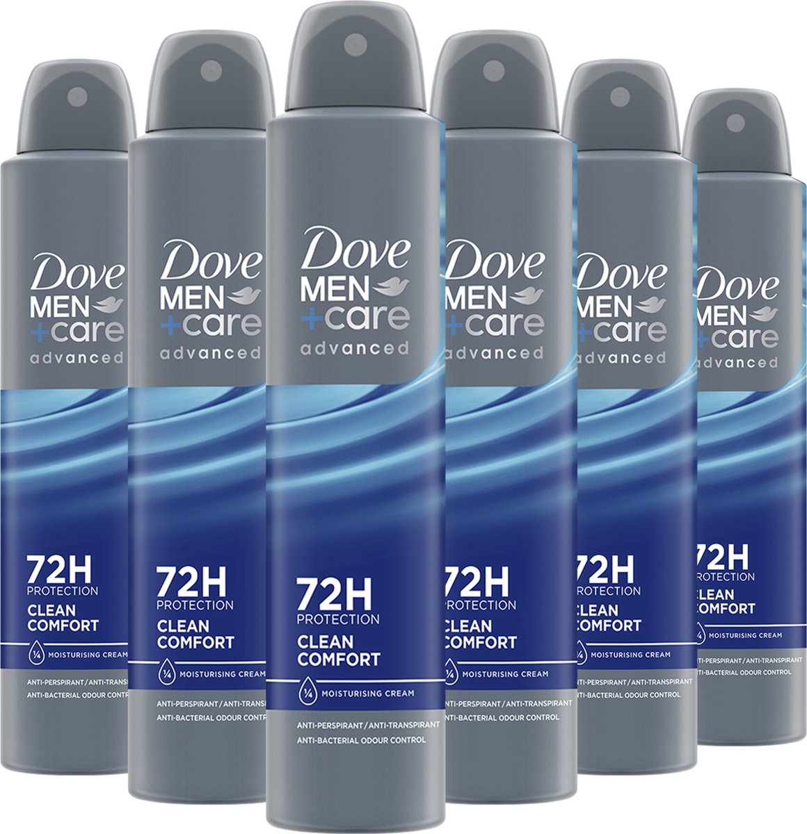 Dove Men+Care Advanced Clean Comfort Anti-Transpirant Deodorant Spray - 6 x 200 ml - Voordeelverpakking