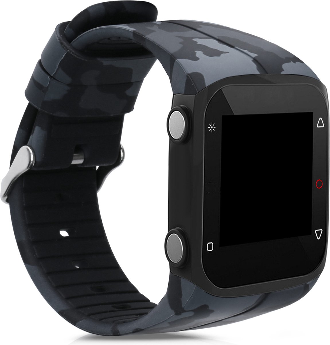 kwmobile polsband geschikt voor Polar M400 / M430 polsband - fitness tracker sport polsband gemaakt van TPU en siliconen - camouflage donkergrijs zwart lichtgrijs