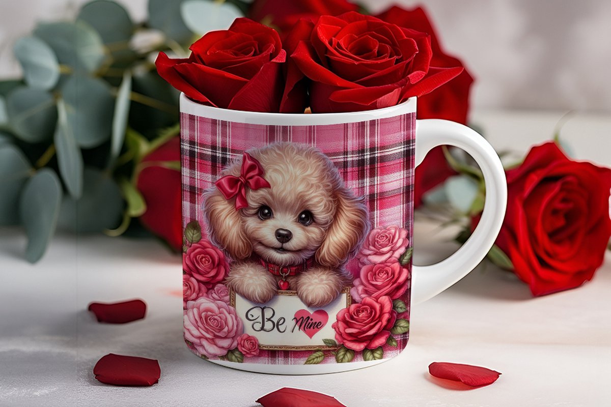 Valentijnsdag mok "Be Mine" Poedel