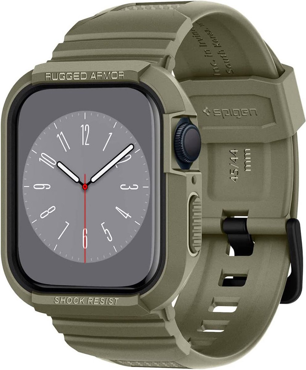 Spigen Rugged Armor Pro | Geschikt voor Apple Watch 45MM / 44MM | Hoesje en Bandje Khaki