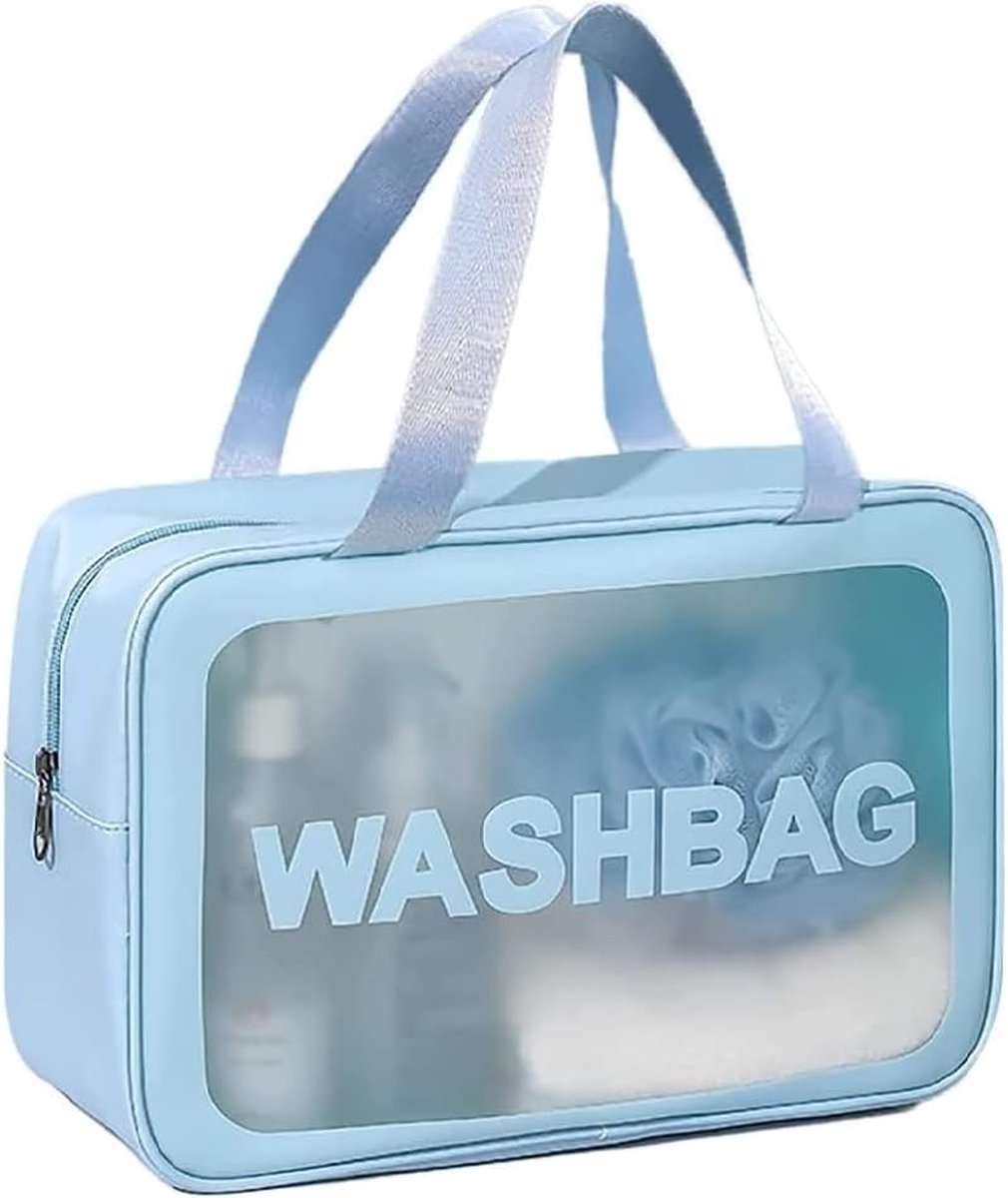 Toilettas, Make Up Tasje, Transparant, Toilettassen, Make Up Koffer, Beautycase, Make Up Organizer, Make Up Tas, Reistas, Toilettas Dames, Etui, Beautycase Koffer, Cosmetica Tas, Verjaardag, Moederdag, Valentijnsdag, Cadeautje, PVC, BLAUW