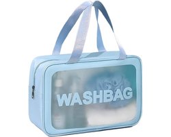 Toilettas, Make Up Tasje, Transparant, Toilettassen, Make Up Koffer, Beautycase, Make Up Organizer, Make Up Tas, Reistas, Toilettas Dames, Etui, Beautycase Koffer, Cosmetica Tas, Verjaardag, Moederdag, Valentijnsdag, Cadeautje, PVC, BLAUW