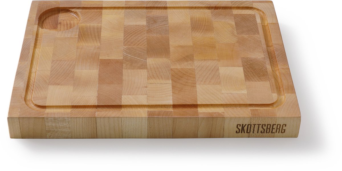 Skottsberg - Wood Works - Snijplank met sapgeul - Ingefreesde handgrepen - 35 x 25 x 3,5 cm - Hout