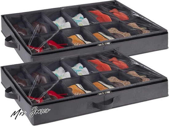 QPFO® Set van 2 Opvouwbare Schoenendozen voor Onder Het Bed