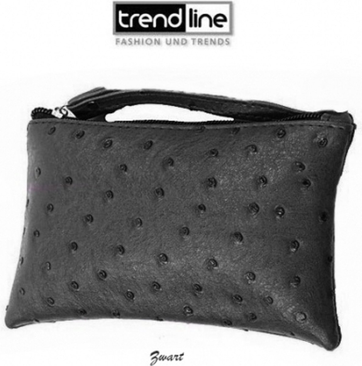 Huiscollectie - Trendline - clutch / envelop tas / make-up tas / toilettas - zwart - mat pu-leder - reliëf Polka Dots - 18 x 11 cm - volwassenen jeugd kinderen - unisex - casual - feest gala bruiloft