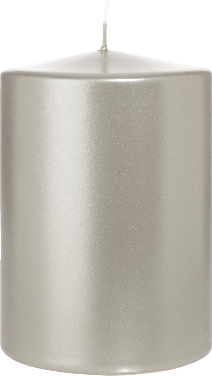 Wiedemann Cilinderkaars/stompkaars groot - metallic zilver - 15 x 10 cm - 113 branduren - zuilkaarsen
