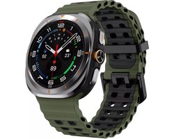 Strap-it Sport siliconen Wave bandje - geschikt voor de Samsung Galaxy Watch Ultra 2 (2026) / Ultra (2024/2025) - olijfgroen/zwart
