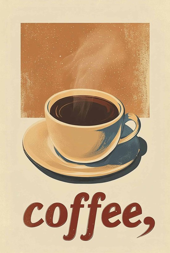 Koffie Poster - Tekst - Vintage - Retro - Kunst - Barista - Koffiehuis - posters - formaat 50x70cm - Wanddecoratie - S4355