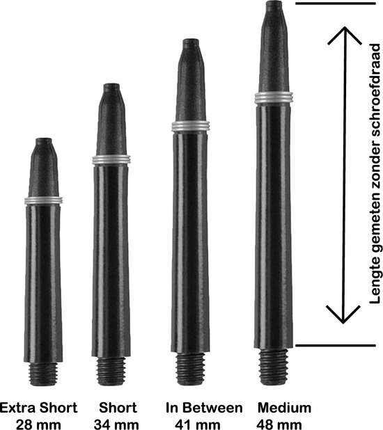 ABC Darts - Dart Shafts - Kunststof Zwart - Medium - 16 sets van ABC Darts — afbeelding 2