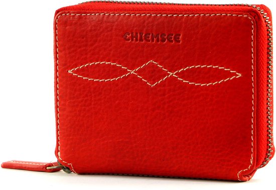 CHIEMSEE Cuir Porte-monnaie Leather Wallet Red Rouge