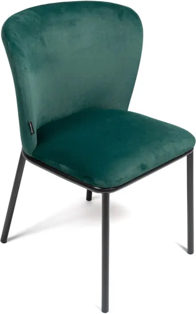 Mass - Eetkamerstoelen set van 4 - Stoffen - Fluweel - Groen - Design - Metalen zwarte poten