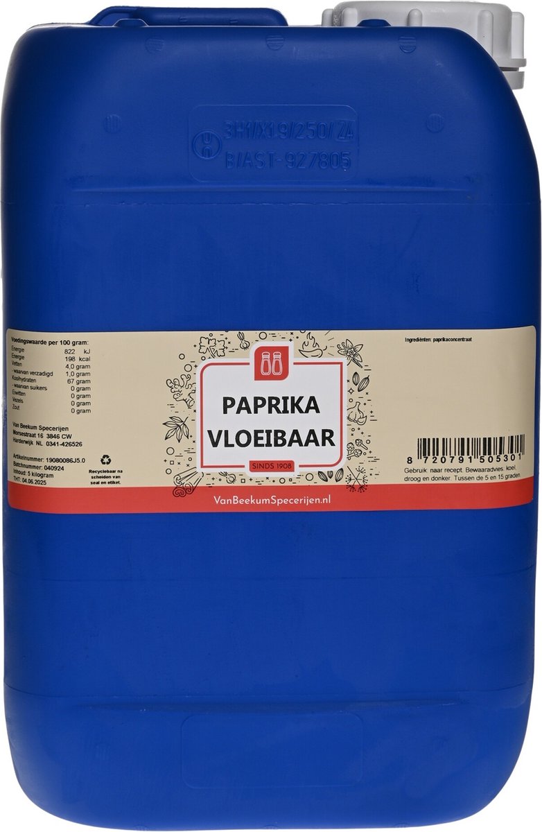 Goedkoopste Van Beekum Specerijen - Paprika Vloeibaar 3300 CU - Jerrycan 5 KG