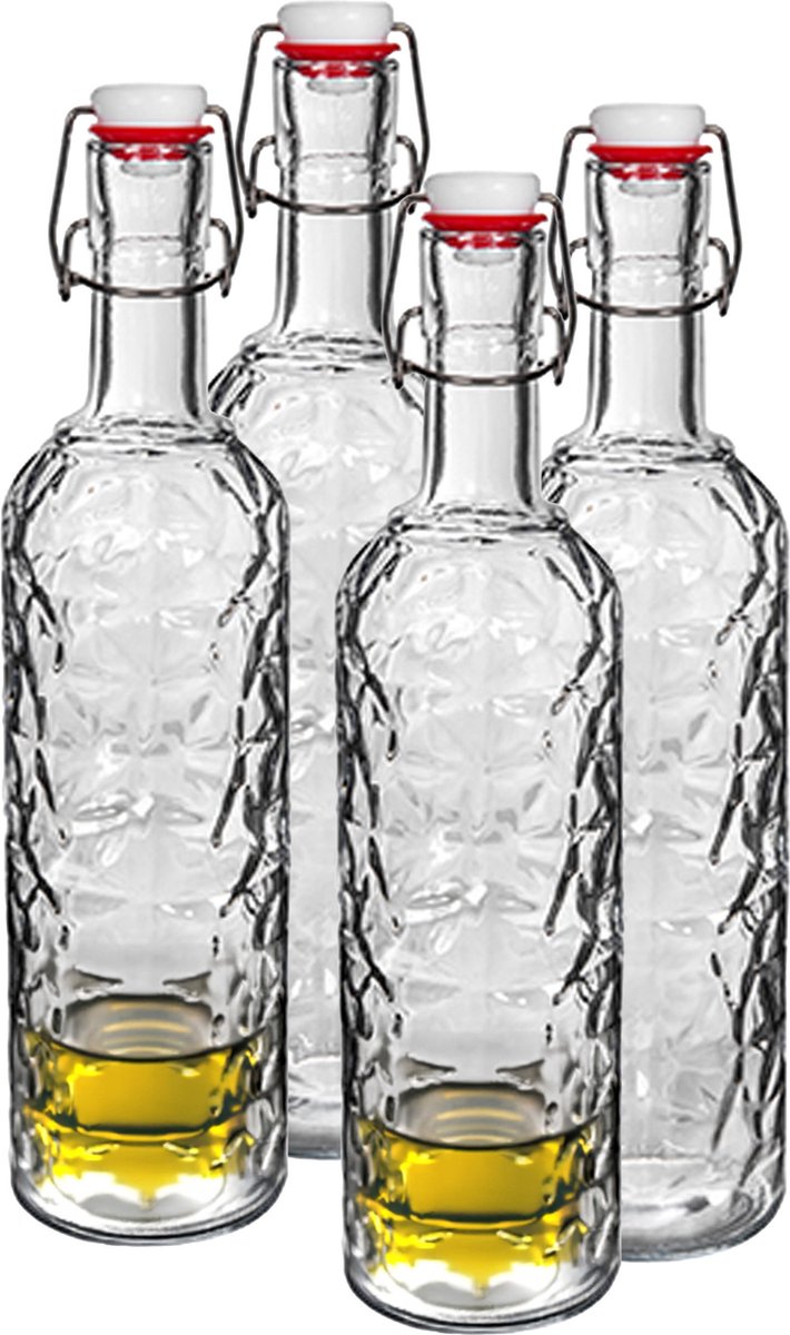 Alessandro Beugelfles/weckfles - 8x - glas - transparant - luchtdicht - 1,1 liter