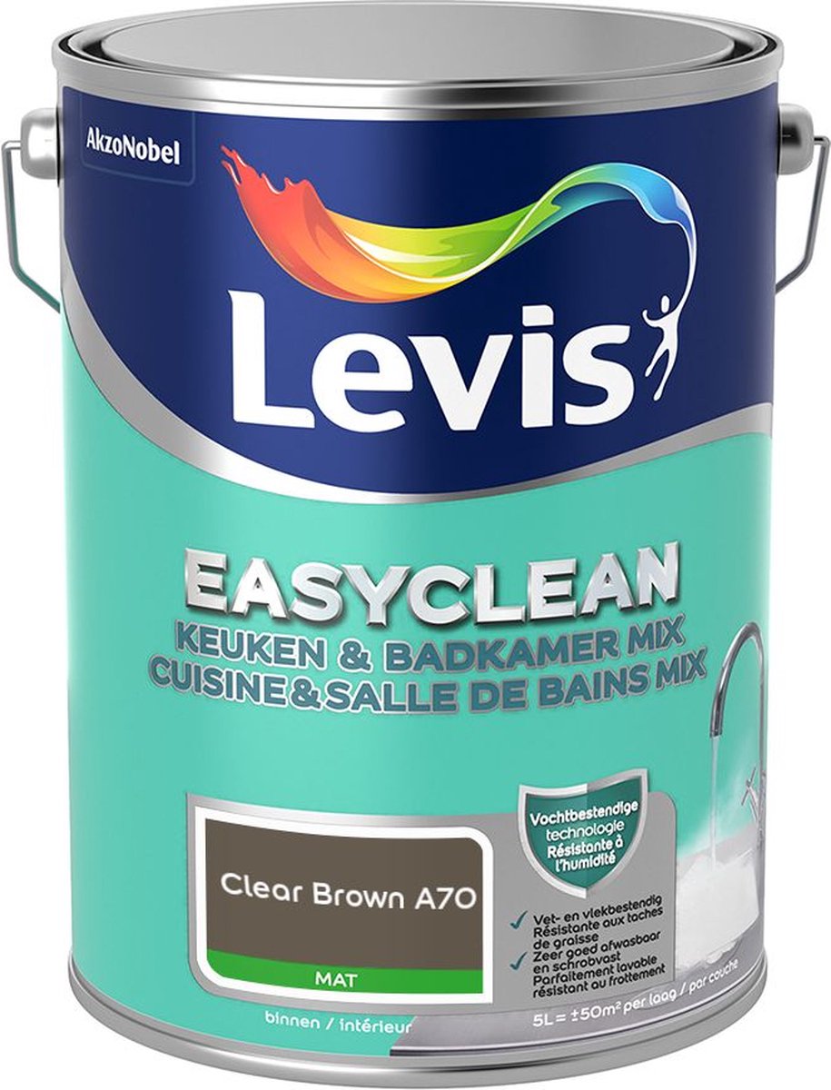 Levis - Easyclean Keuken & Badkamer Mix - Clear Brown A70 - Mengverf - 5 L