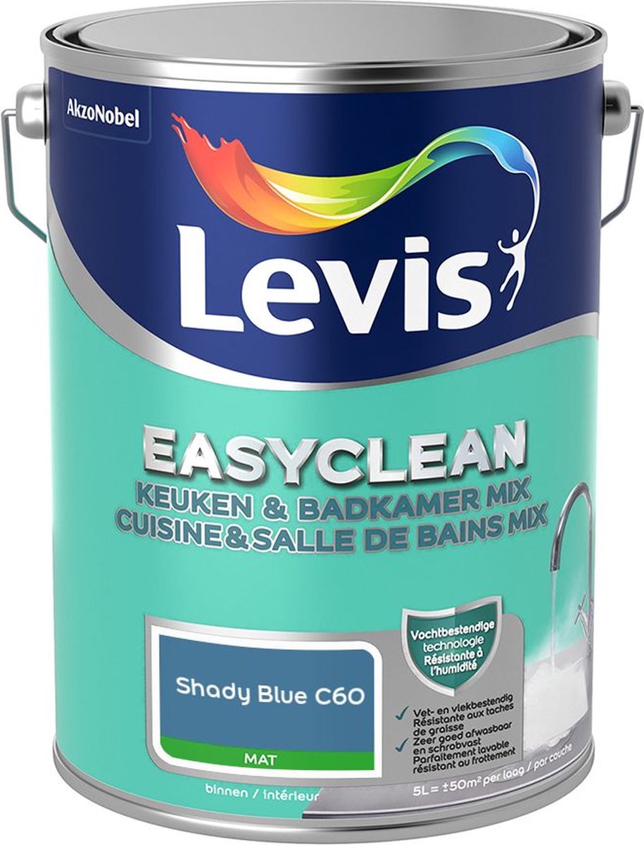Levis - Easyclean Keuken & Badkamer Mix - Shady Blue C60 - Mengverf - 5 L