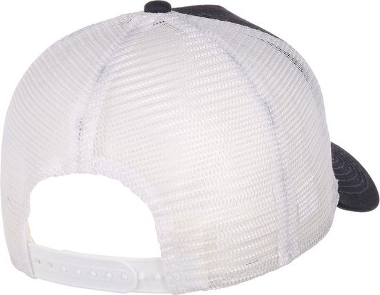 Casquette bleu marine avec logo 'NY' blanc, côtés en mesh blanc et visière.