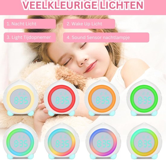 DailySupplies® Slaaptrainer Kinderen - Kinderwekker - Slaapwekker - Digitale wekker - Wit — afbeelding 4