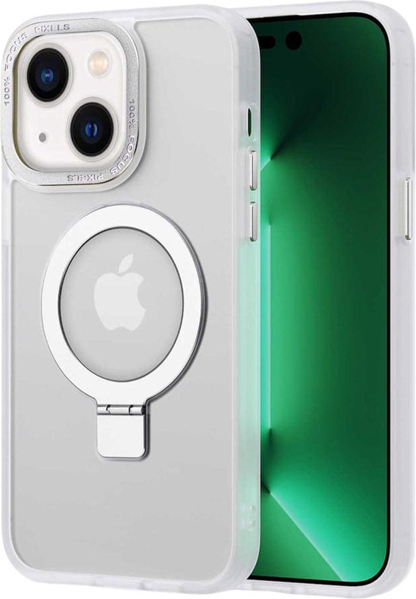 Casify Kickstand Hoesje geschikt voor MagSafe iPhone 13 Hoesje - Mat Transparant