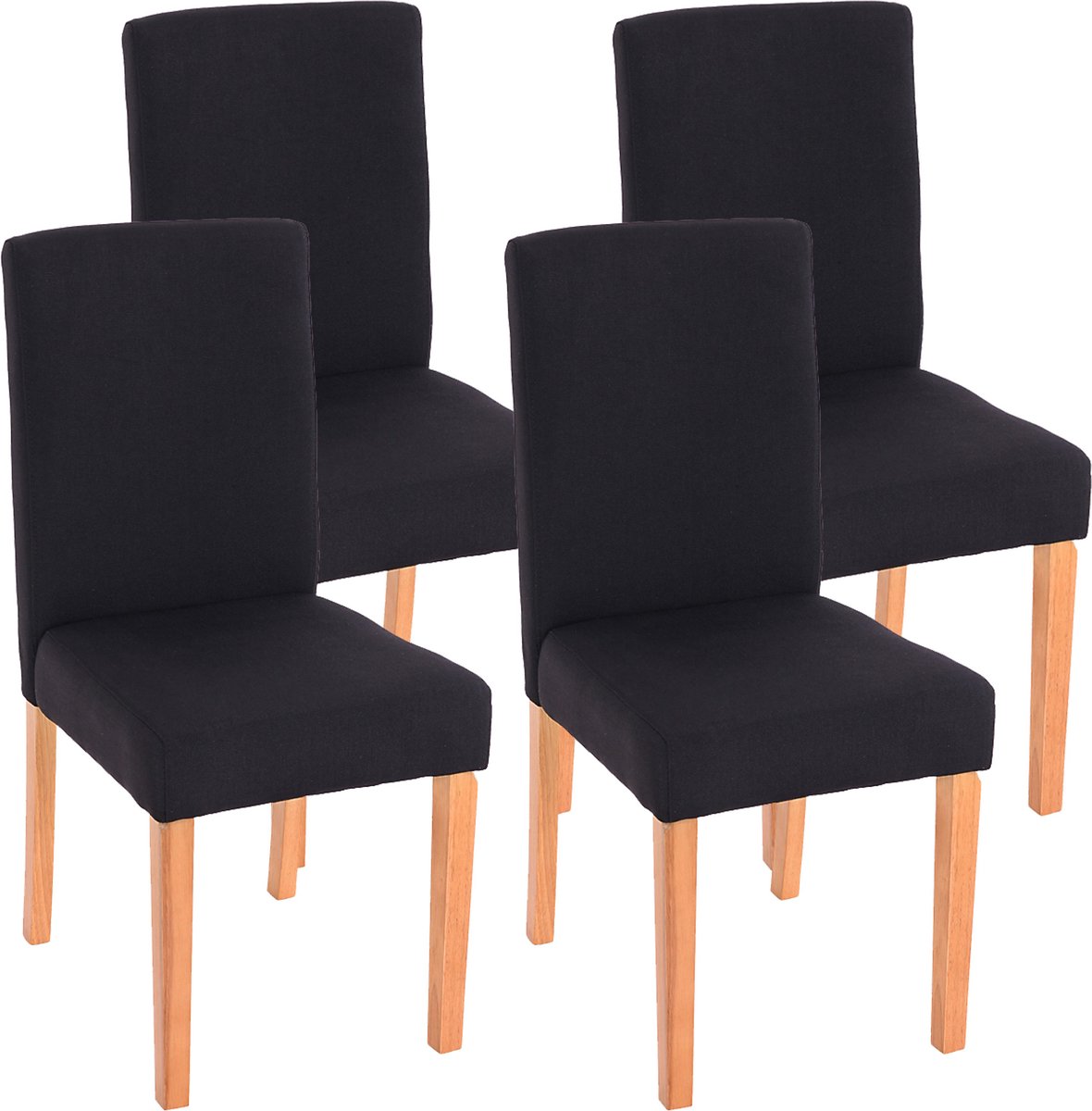 Cosmo Casa Set van 4 Eetkamerstoelen - Keukenstoelen Littau - Textiel - Zwart - Lichte Poten