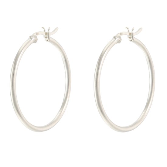 Behave - Boucles d'oreilles - Argent Sterling 925 - Tube rond - 30 mm - fermoir levier