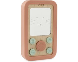 Trixie Baby Telefoon van Hout en Silicone - Mrs. Cat - Eerste Speelgoed voor Baby - Kraamcadeau - Baby cadeau