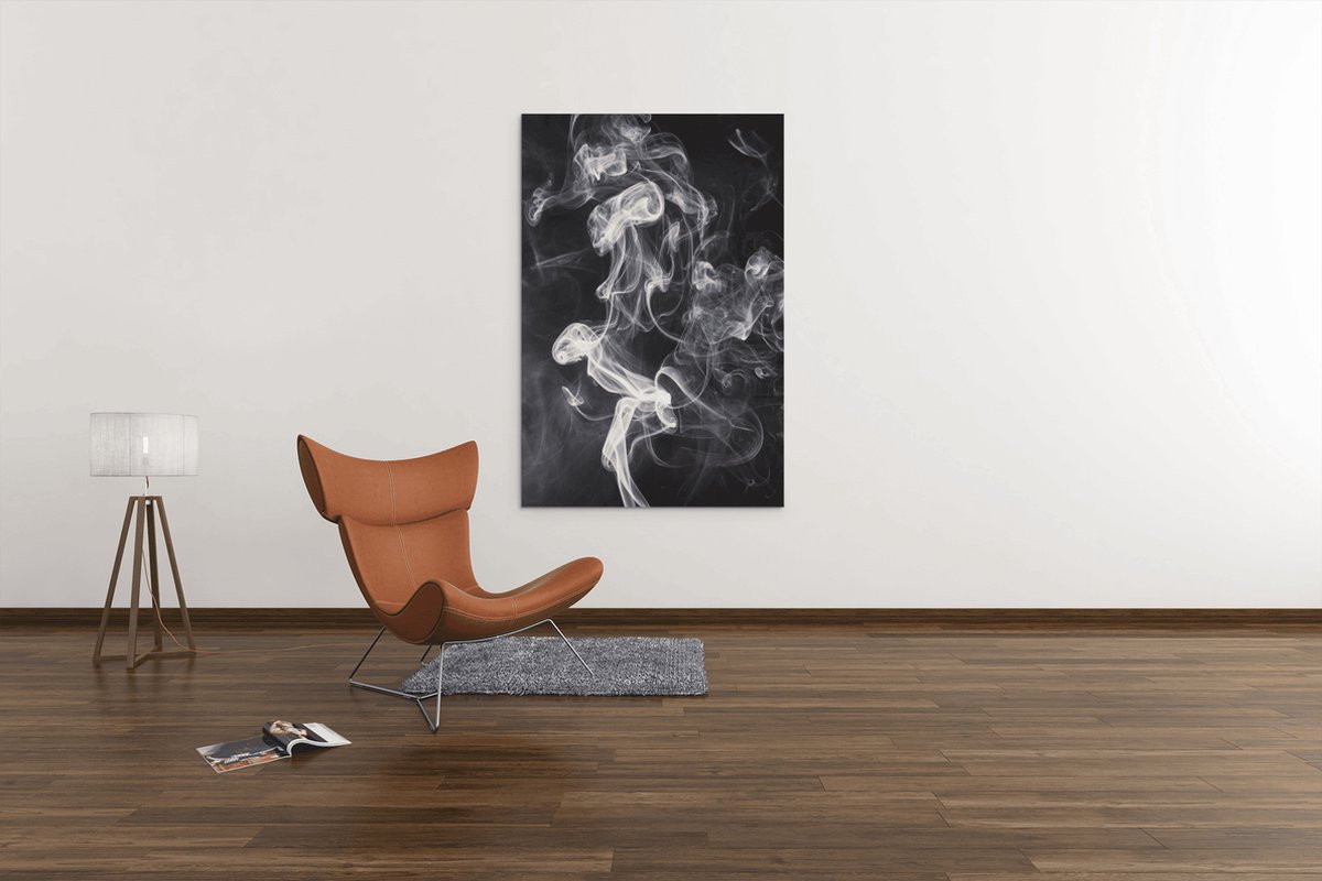 Trendex Global Canvas Schilderij - Abstract - Rook - Zwart - Grijs - Wanddecoratie - 120x80x2 cm