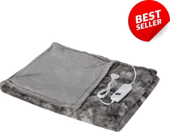 Elektrische omslagdeken - Warmtedeken - 1 persoons - 180x150 cm - Fleece - Grijs