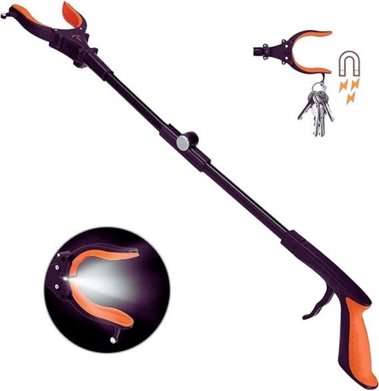 BMCC Telescopische tang, 82 cm, inklapbare telescopische tang, grijptang, vuilnisemmer, klem van rubber