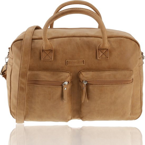 Westernbag - Compartiment pour ordinateur portable 13 pouces - Couleur camel - Sac à main et sac à bandoulière - Pour le travail, École et l'université - Bandoulière réglable et amovible