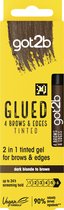 Got2b Glued 2-in-1 Brows & Edges Donkerbruin – Getinte Wenkbrauwgel & Haarlijn Gel – Brow Gel met Kleur – Langdurige Hold – Vegan – Parfumvrij - 16ml