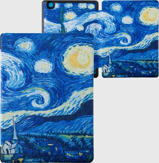 Lunso Geschikt voor Kobo Aura H20 Edition 2 hoes (6.8 inch) - sleepcover - Van Gogh Sterrennacht - (niet voor de Kobo Aura edition 2) — afbeelding 2