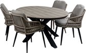 5-delige tuinset | 4 Isabel stoelen (Sand) | 180 cm ovale Cyprus tuintafel (Wood)