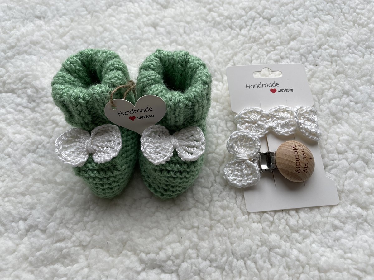 Goedkoopste Maminobaby.nl baby geschenkset jongens/meisjes | Kerst | Handgemaakt | Babyslofjes | Speenkoord | Kraamcadeu | Babyshower