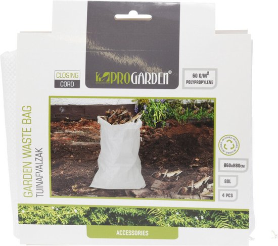 Progarden Progarden Tuinafvalzak - set van 4x - wit - 220 liter - met afsluitkoord - bladeren opruimen van ProGarden — afbeelding 3