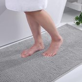 Zachte Antislip Badmat - Ultra absorberend - 1 stuk - Grijs - Chenille - 50x80 cm