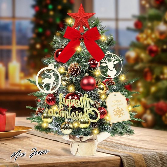 Mme. Jones Premium Mini Sapin de Noël 45 cm - Sapin artificiel - Sapin de Noël LED- Décoration de Noël - Klein - Décoration de table de Noël