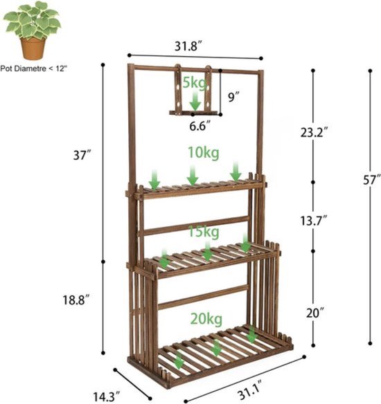 Plantenstandaard Metaal, Bloementrap Belastbaar Tot 35 Kg, Plantenrek 3 Tier Voor Binnen En Buiten Zwart 72 X 25 X 85 Cm 1