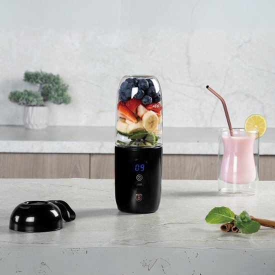 Berlinger Haus Oplaadbaar Smoothie Blender - 2-in-1 - Blender to Go - USB C - Smoothie Maker To Go - Mini Blender - Zwart van Berlinger Haus — afbeelding 3