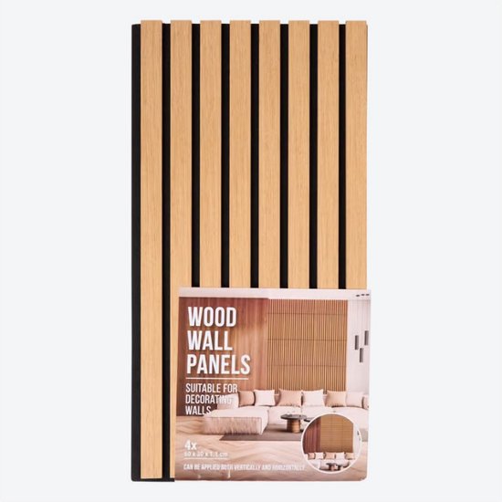 Panneau mural en bois - 4 pièces de 60 x 30 cm - MDF - Feutre