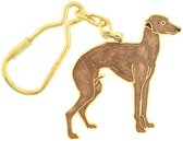 Behave® Sleutelhanger hond hazewind bruin emaille 12,5 cm
