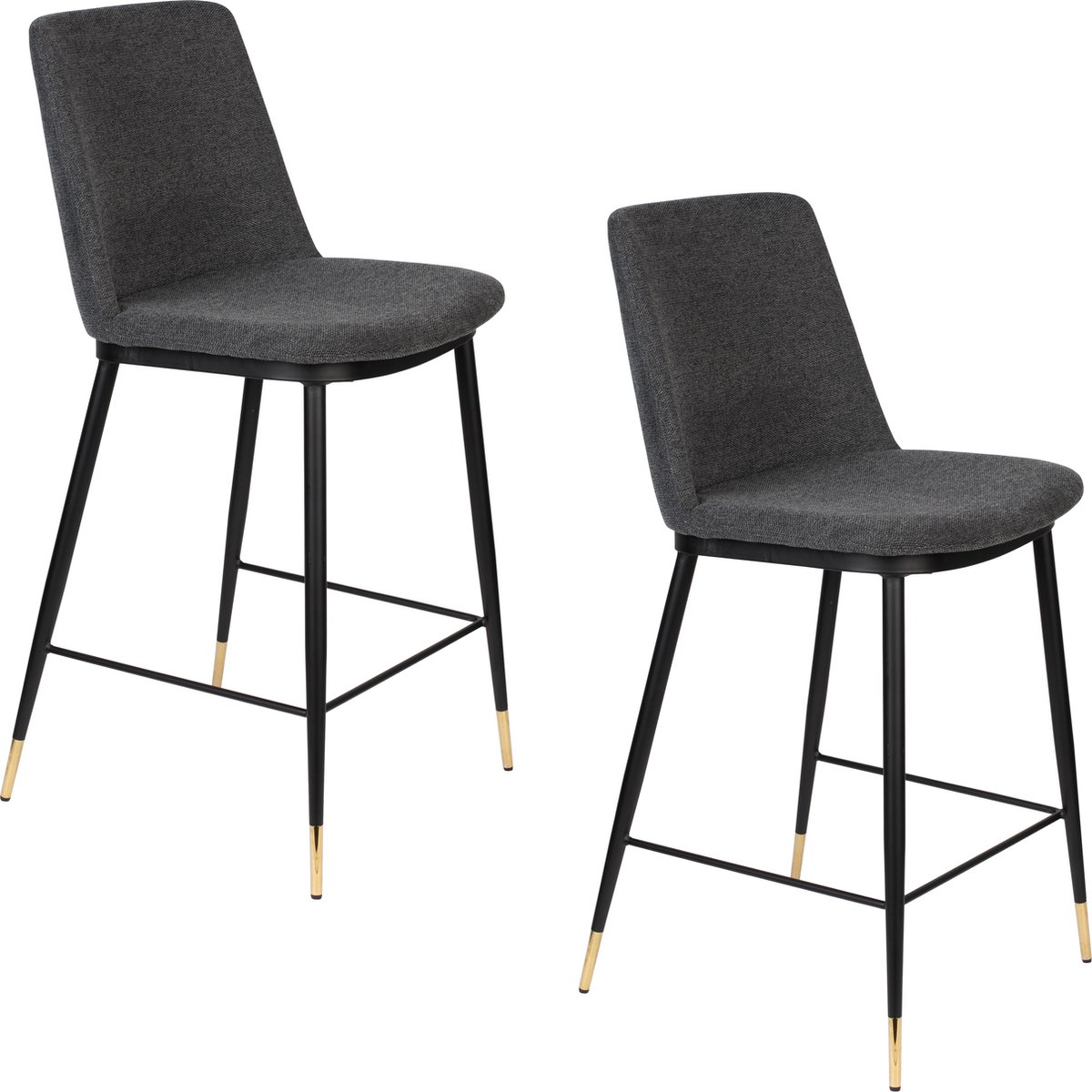 Housecraft Living Lionel Barkrukken rugleuning 65 cm Donkergrijs - Set van 2