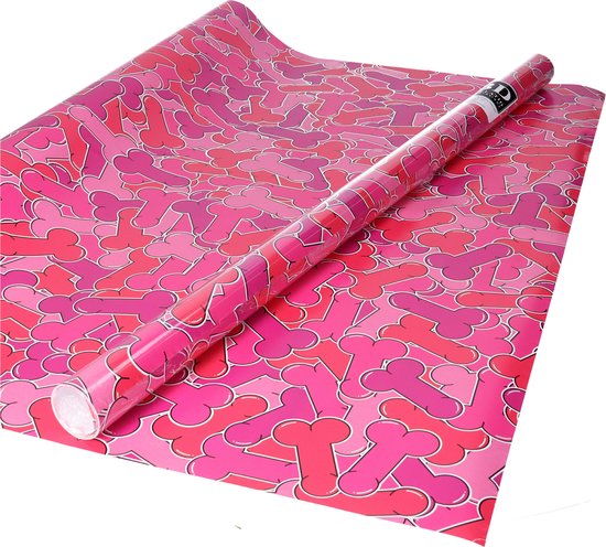 Bellatio Decorations Papier d'emballage - imprimé pénis - 250 x 70 cm - rouleaux de papier d'emballage cadeau pénis - anniversaire