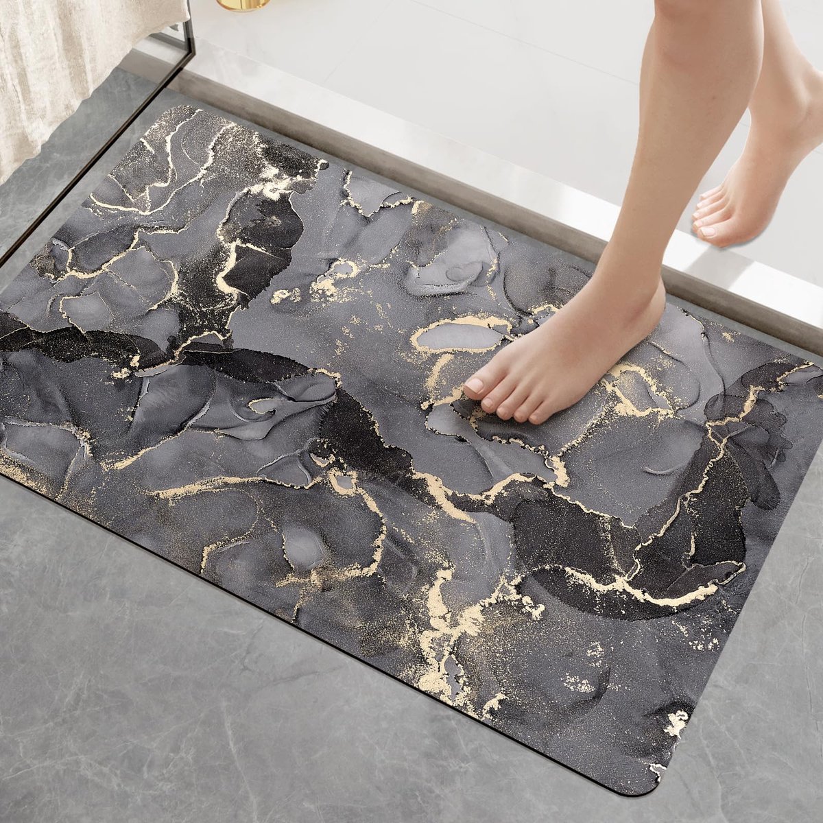 La'Moussawi ® Badmat, antislip, superabsorberend, sneldrogend, wasbaar, douchemat voor douche, badkuip en badkamer, 40 x 60 cm, donkergrijs