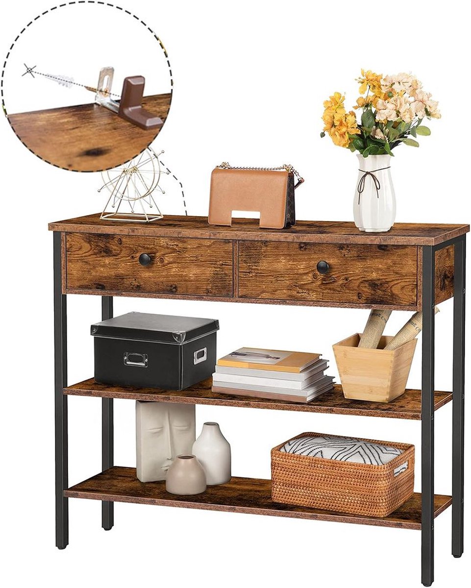 ApexArte® Wandtafel - Dressoir Kasten - Haltafel - Vintage Bruin met Zwart- Industrieel