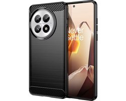 MobyDefend Hoesje - Geschikt voor OnePlus 13 - TPU Backcover - Geborstelde Metaal & Carbon-Look - Zwart